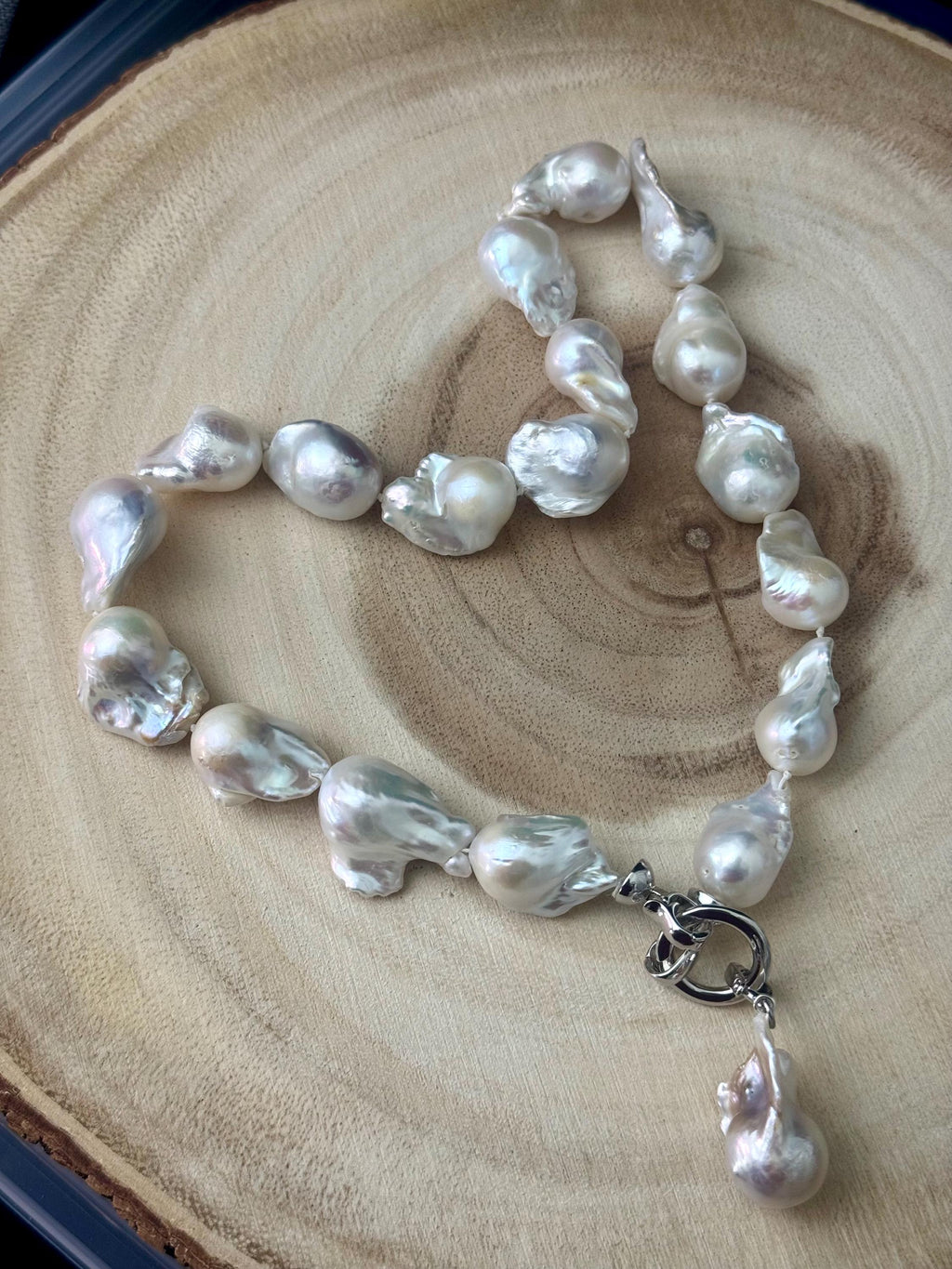 Chunky Baroque Pearl Necklace, High Quality fire ball baroque pearls. Removable pendant. Custom lengh.