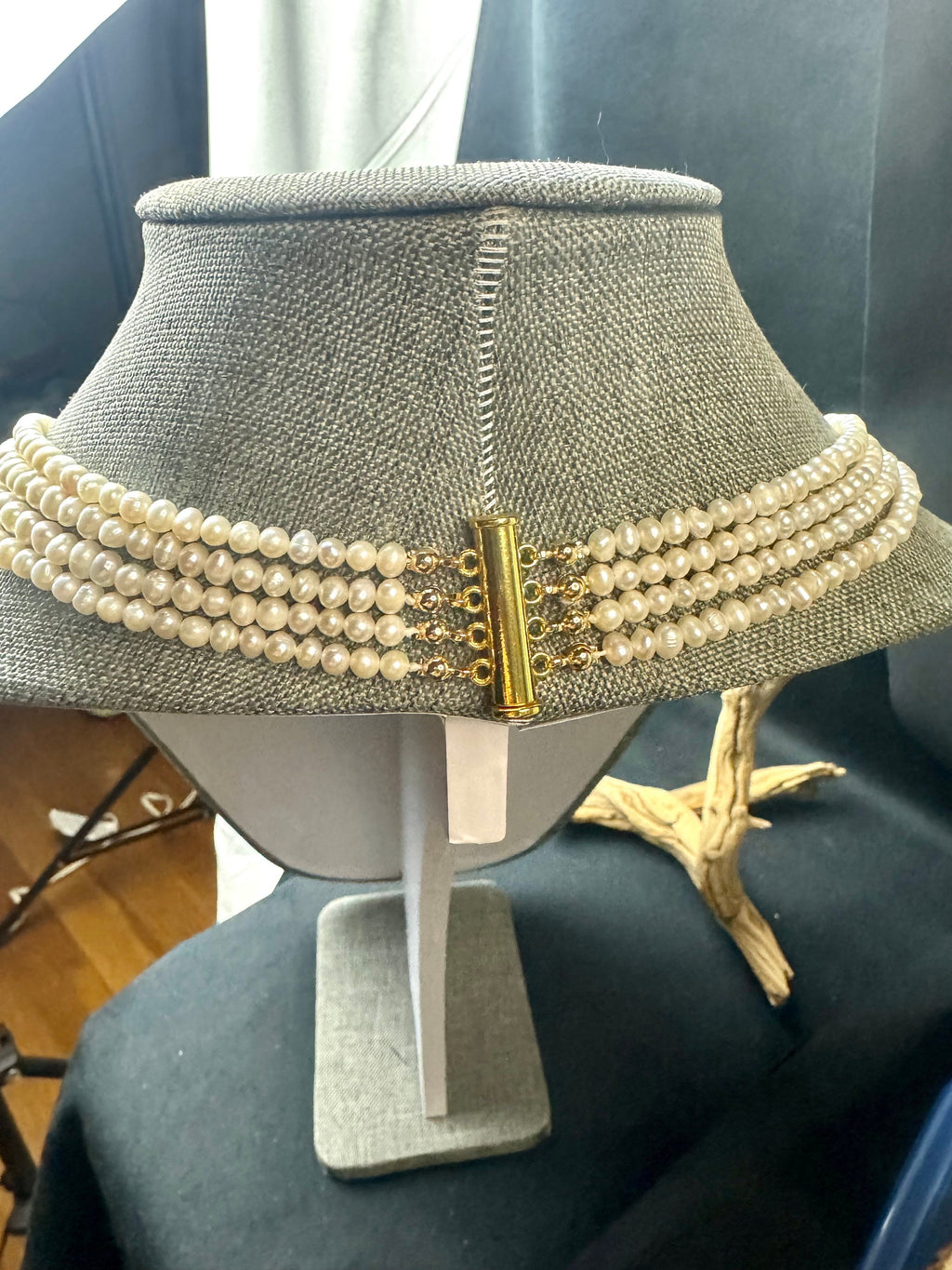 Freshwater pearl multi strand necklace. 4-5mm  baroque pearls with gold/silver clasps.