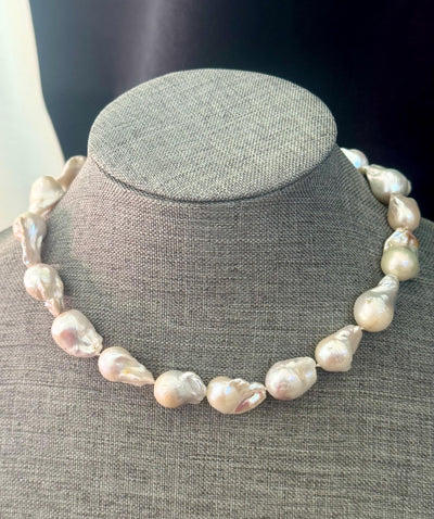 Chunky Baroque Pearl Necklace, High Quality fire ball baroque pearls. Removable pendant. Custom lengh.