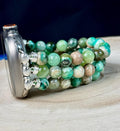 Apple Watch Beaded Band for all models, 3 strands 8mm beads with Botswana Agate/Agentina Rhodochrosite