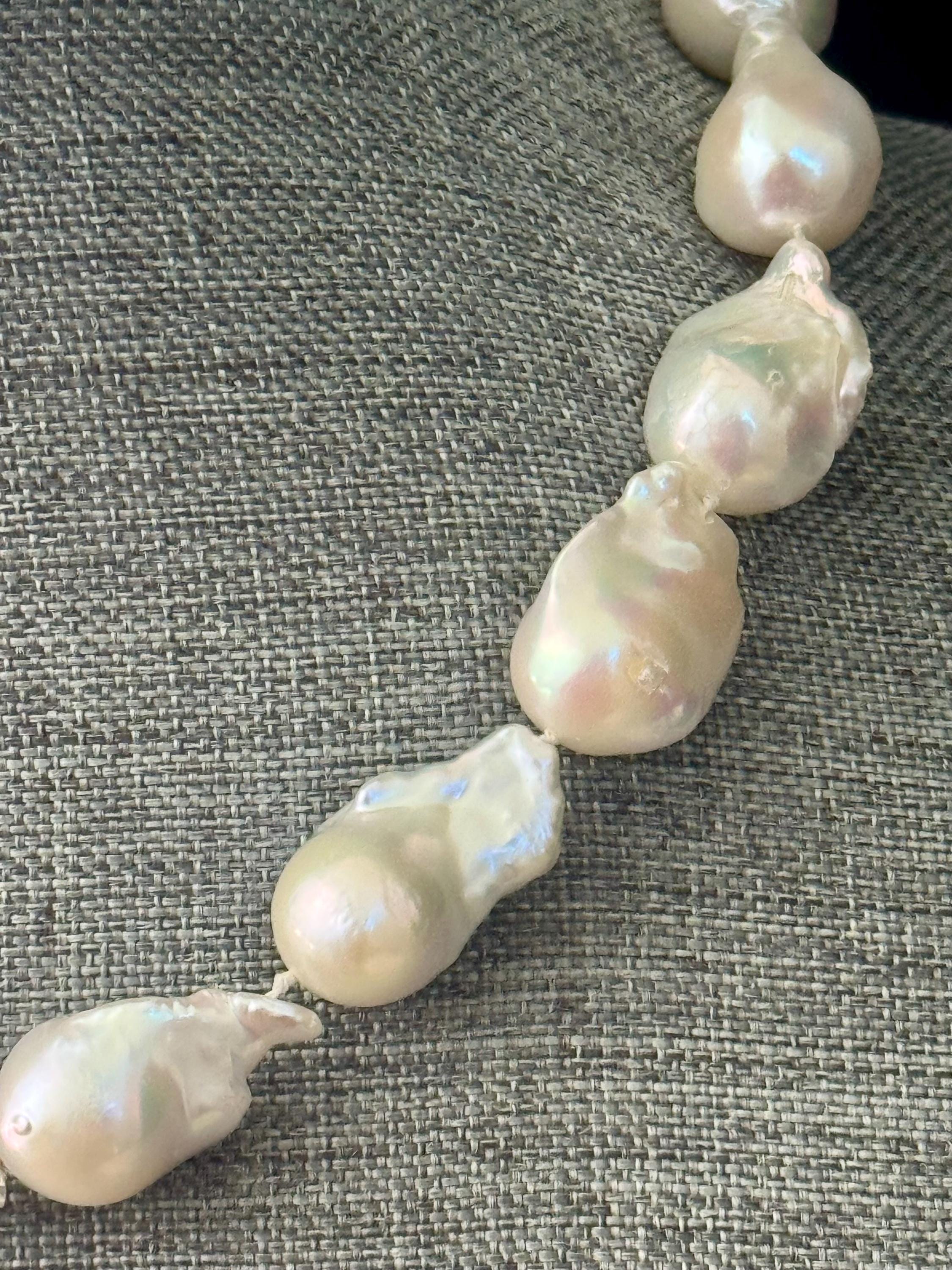 Chunky Baroque Pearl Necklace, High Quality fire ball baroque pearls. Removable pendant. Custom lengh.