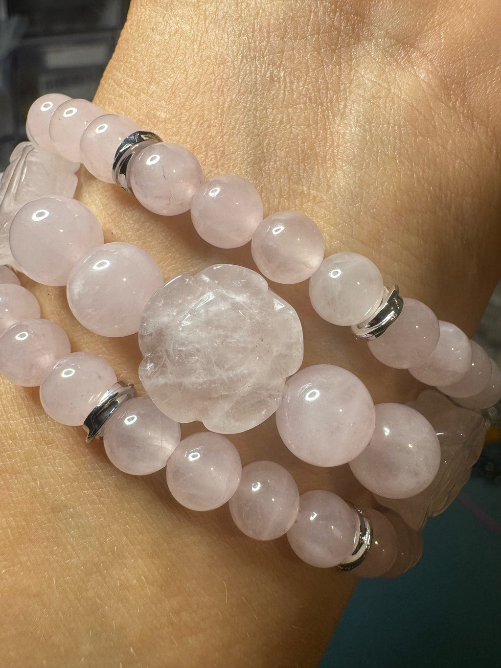 Beaded Apple Watch Strap for all models Genuine carved lapis lazuli / rose quartz beads.