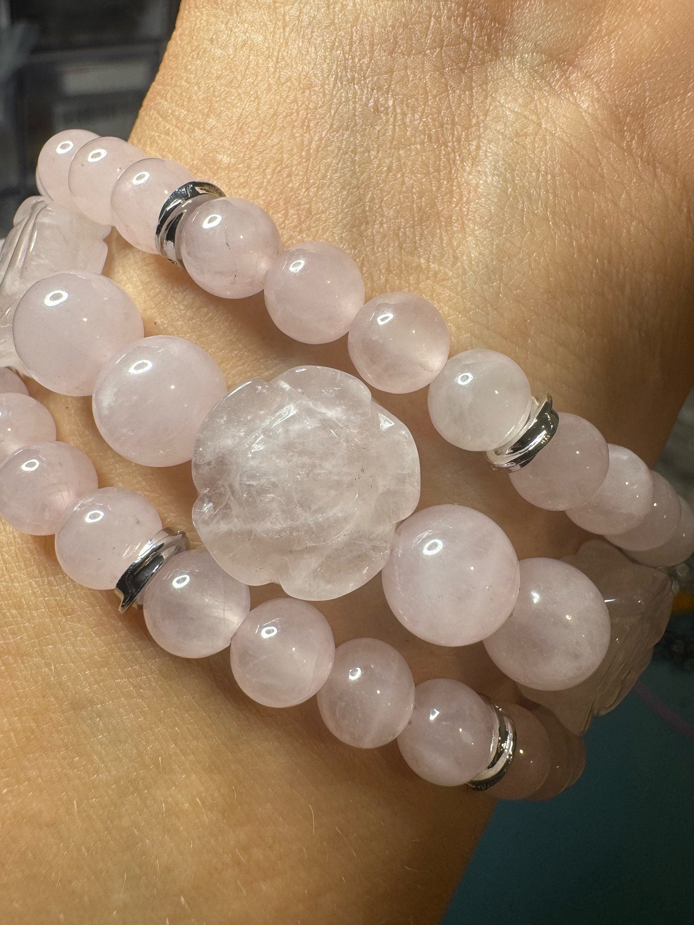 Beaded Apple Watch Strap for all models Genuine carved lapis lazuli / rose quartz beads.