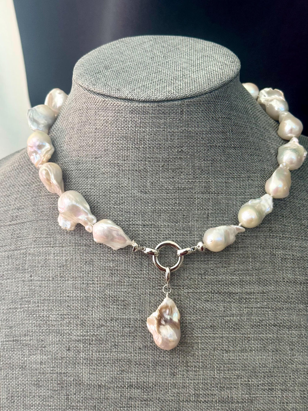 Chunky Baroque Pearl Necklace, High Quality fire ball baroque pearls. Removable pendant. Custom lengh.