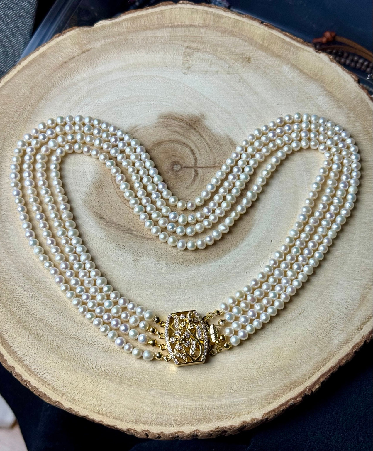 Five strand freshwater pearl necklace