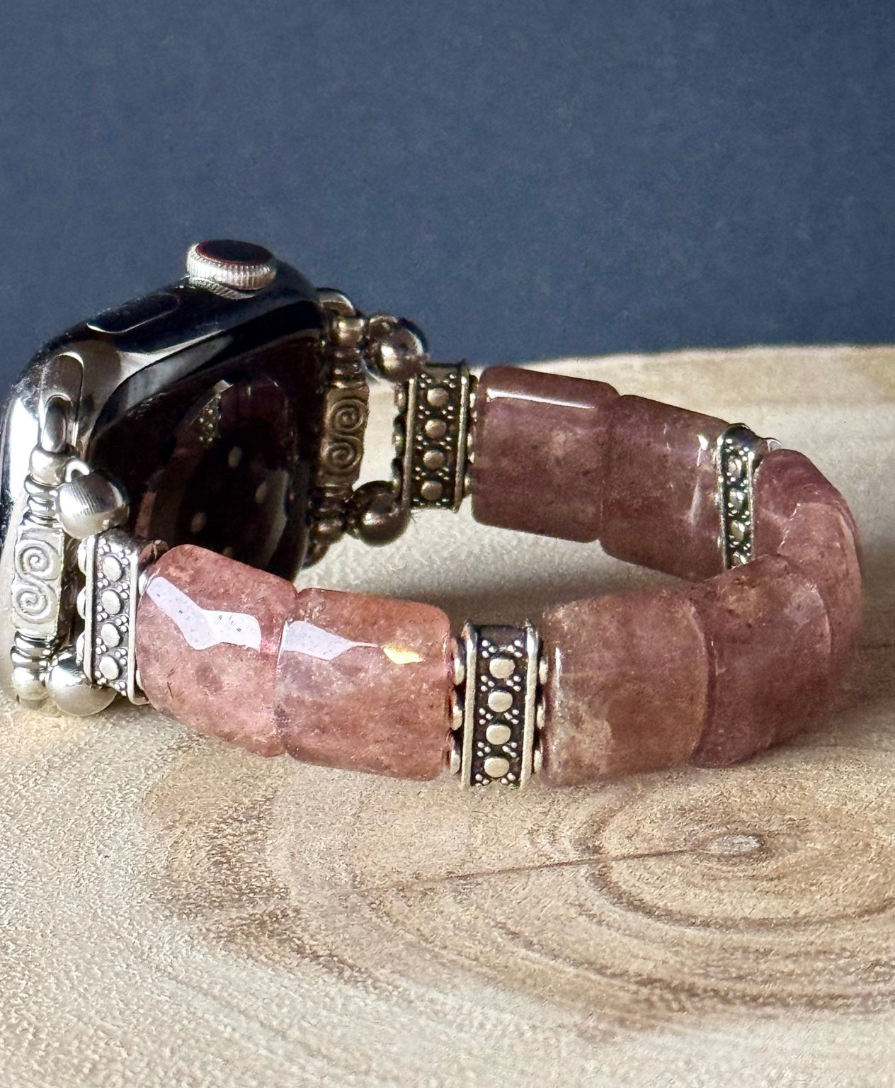 Pink gemstone watch band